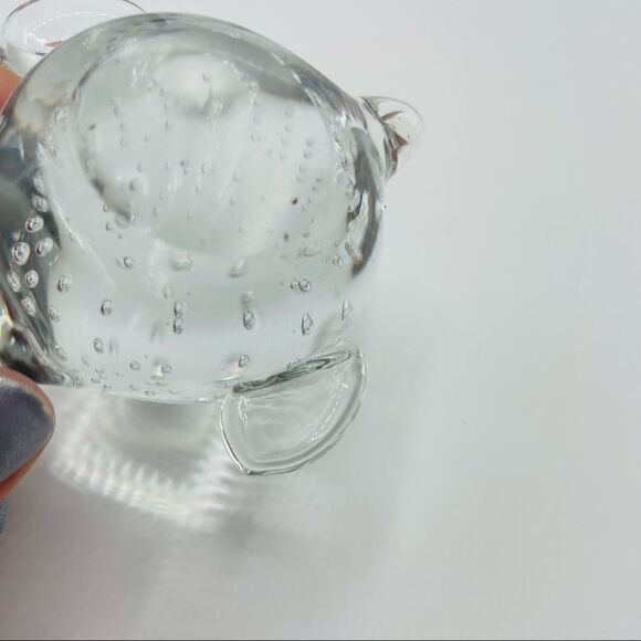 Clear Blown Art Glass Bullicante Controlled Bubbles Fish Paperweight - Picture 4 of 4